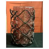 Metal and glass candle holder 9 "tall  5" around