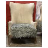 French Linen Wingback Dining Chair with Seat Cover