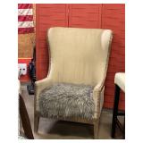 French Linen Wingback Dining Chair with seat cover