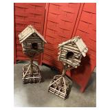 Birdhouse made of tree limbs. 3ft tall. (2)