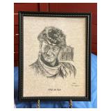 John Wayne Sketch  8.5" x 11"  letter attached