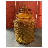 Vintage LE Smith, Amber glass apothecary jar