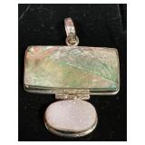 9.25 mother-of-pearl and Druzy quartz pendant