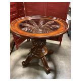 Wooden/glass top pineapple carved side table