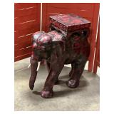 Vintage hand carved wooden elephant stand