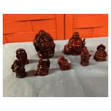 Laughing Buddha figurines/red resin