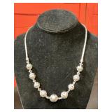 9.25 beaded 18 inch silver necklace