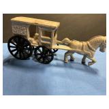 Cast iron horse and covered wagon