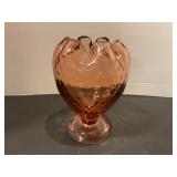 Vintage amber carnival glass vase and candy dish
