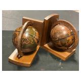Wooden globe bookends