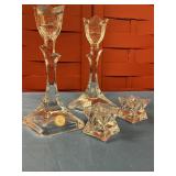 Crystal class candlesticks 8" tall and 2" tall