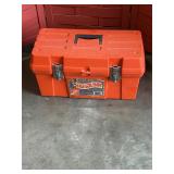 Home Depot toolbox with miscellaneous tools