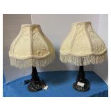Victorian style table lamps, fringe shades 15ï¿½ T