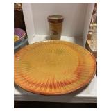 Glazed decorative pottery20ï¿½ plate W/ vase