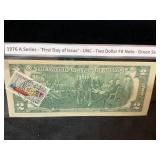 1976 A Seriesï¿½ UNC- $2 FR note ï¿½ First Day Issue