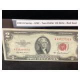 1953 A Series- UNC-$2 U.S. note- Red Seal