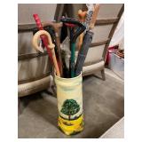 Painted Umbrellas holder W/ canes & umbrellas