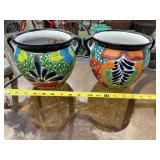 2Glazed terra-cotta flower pots