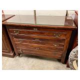 Antique dresser w/ 3 drawers glass top