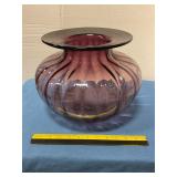 Purple Ribbed Glass Vase