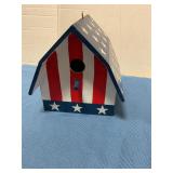 Wooden American flag birdhouse