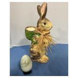 Ceramic Rabbit w/ marble egg 12' tall