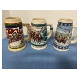 3 Budweiser Steins 1993, 95 & 98