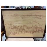 Pencil art framed picture 34'x24'