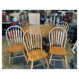 Oak pedestal claw foot table 6 chairs & leaf