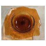 Orange glass decorative bowl 17'x17'