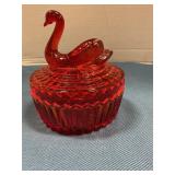 Vintage Jeanette glass Swan candy dish