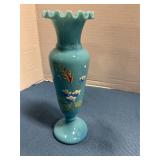 Bristol glass hand-painted vase 7' tall
