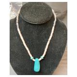 Turquoise & Puka bead necklace