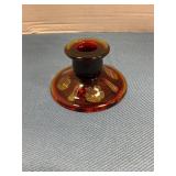 Amberina glass candlestick holder