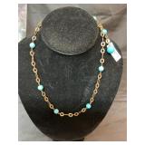 925 SS Gold plated necklace w/ turquoise beads