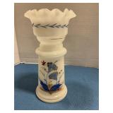 Bristol glass hand-painted vase 71/2' tall