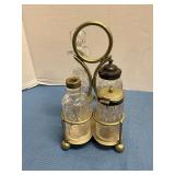 Vintage Glass & Silverplate Cruet Set