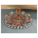 Pink depression glass candy dish
