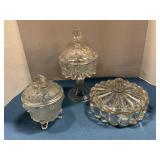 3 Vintage glass candy dish