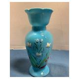Bristol glass hand-painted vase 8' tall