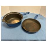 Cast Enamel pot w/ lid/ skillet
