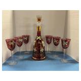Bohemian glass decanter set
