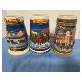 3 Budweiser Steins 1997,2000,2002