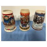 3 Budweiser Steins 1993,1998, 2001