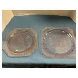 Pink depression glass plates