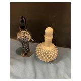 Hobnail decanter and perfume bottle