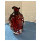 Vintage Aseda Swedish glass ruby red  glass vase