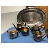 Silverplate Lg tray & tea set
