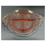 Pink depression glass 9' divider plate
