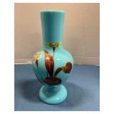 Bristol glass hand-painted vase 71/2' tall